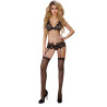Livco Corsetti Fashion - Belita Lc 90231 Soutien-Gorge + Culotte + Jarretière Noir L/Xl
